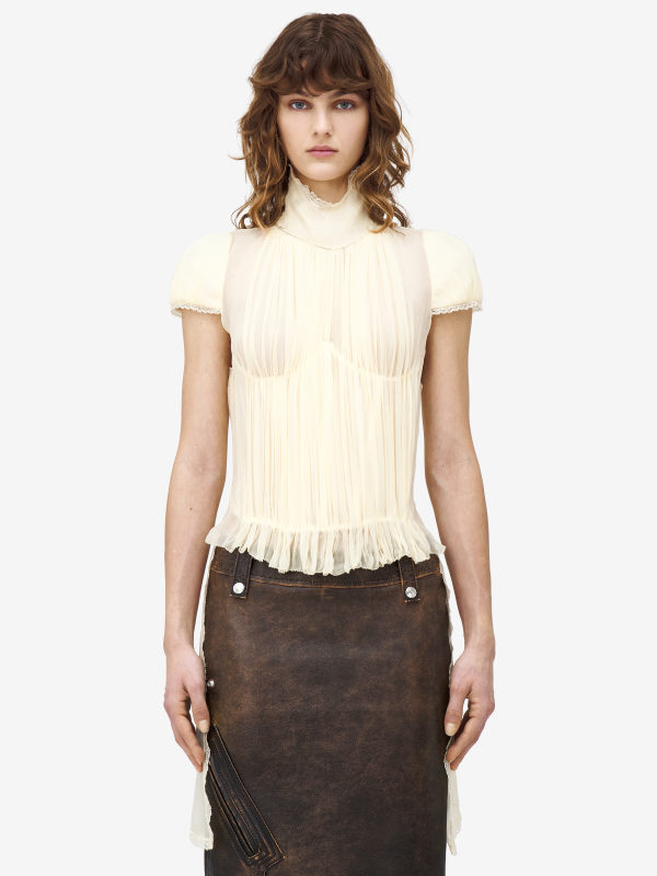 ALEXANDER MCQUEEN - Chiffon Pleated Top - Item 821814QBADC7023